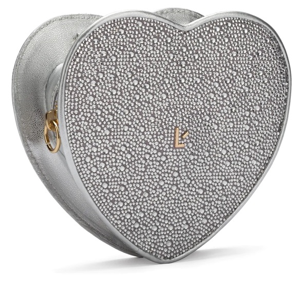 New Larroude Heartbreaker Grey Crystal Crossbody Purse - Picture 3 of 9